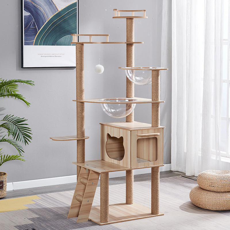 Katzenkletterwand mit Nest und Kratzbrett