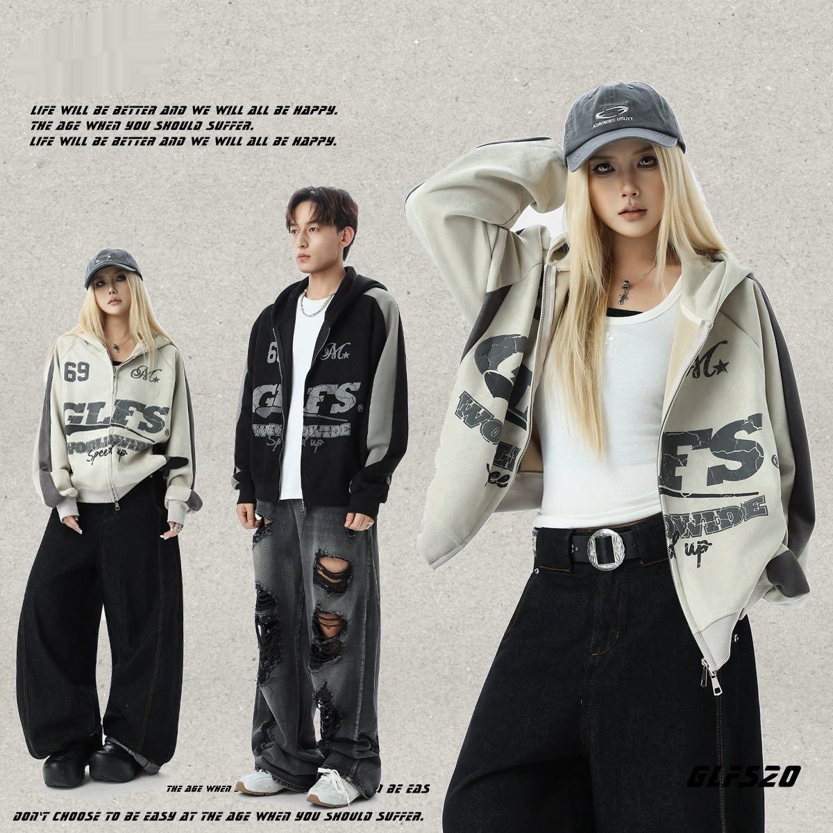 Kapuzenjacke im American Style für Paare – Ansicht 3