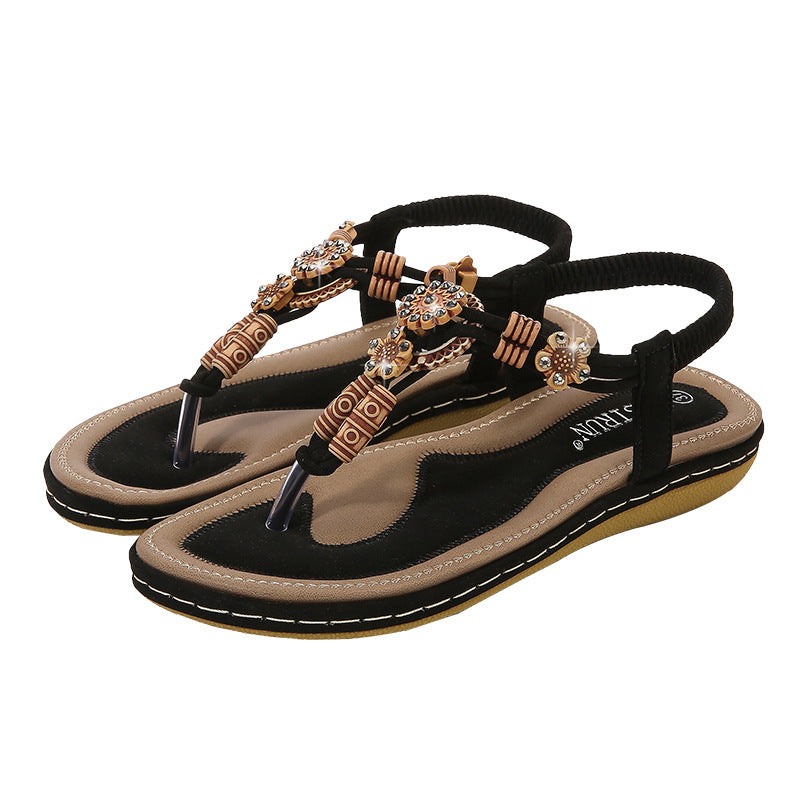 Sandalen mit Holzperlen und gewebtem Design | LuxeStyle