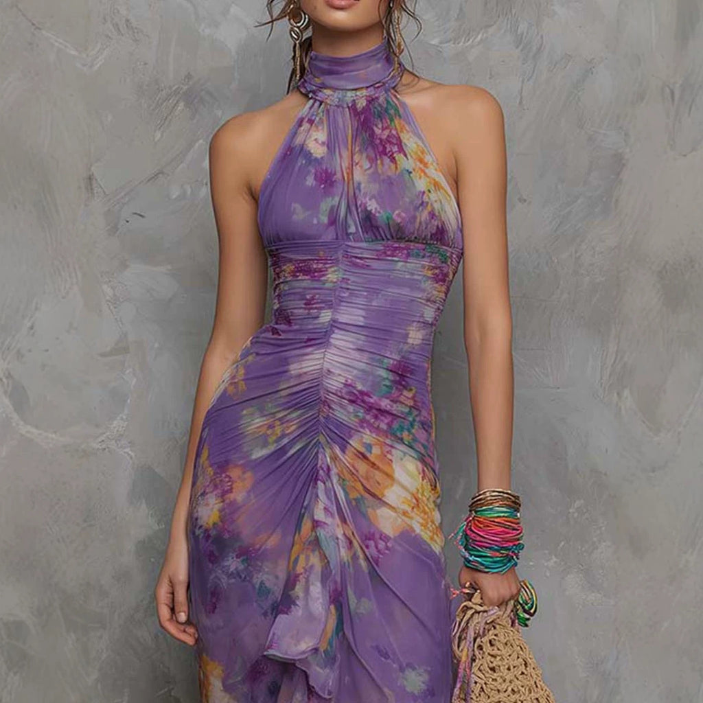 Asymmetrisches Wickelkleid mit Farbblock-Print – Bild 5 | LuxeStyle
