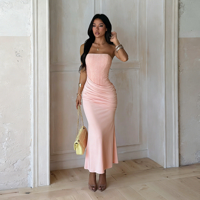 Trägerloses strukturiertes Abendkleid | LuxeStyle