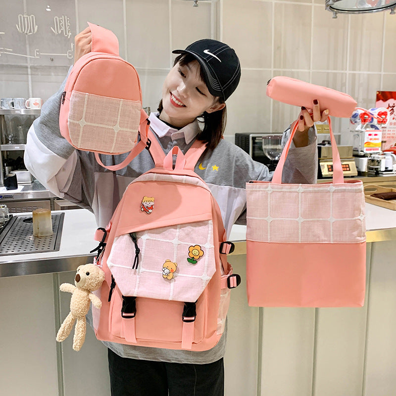 Karierter Rucksack im koreanischen Stil