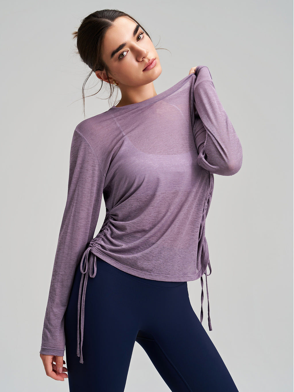 Langarm-Shirt mit Kordelzug für Yoga & Sport – Ansicht 5