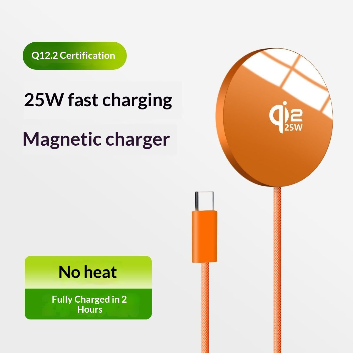 Tragbares magnetisches Wireless-Ladegerät mit Kabel