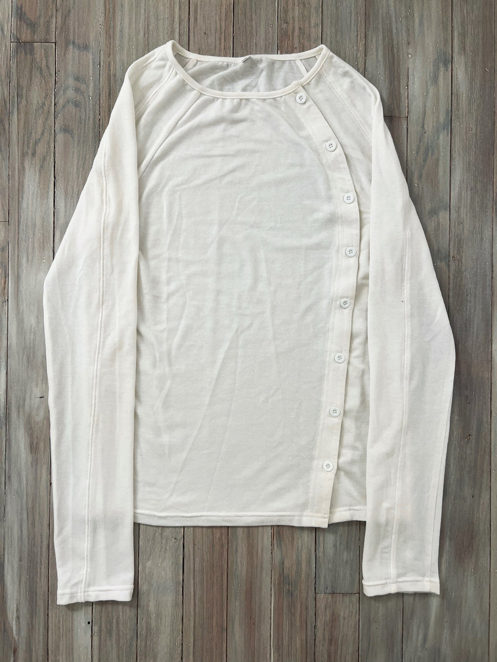 Langarm-Shirt mit Rundhals und Knopfleiste
