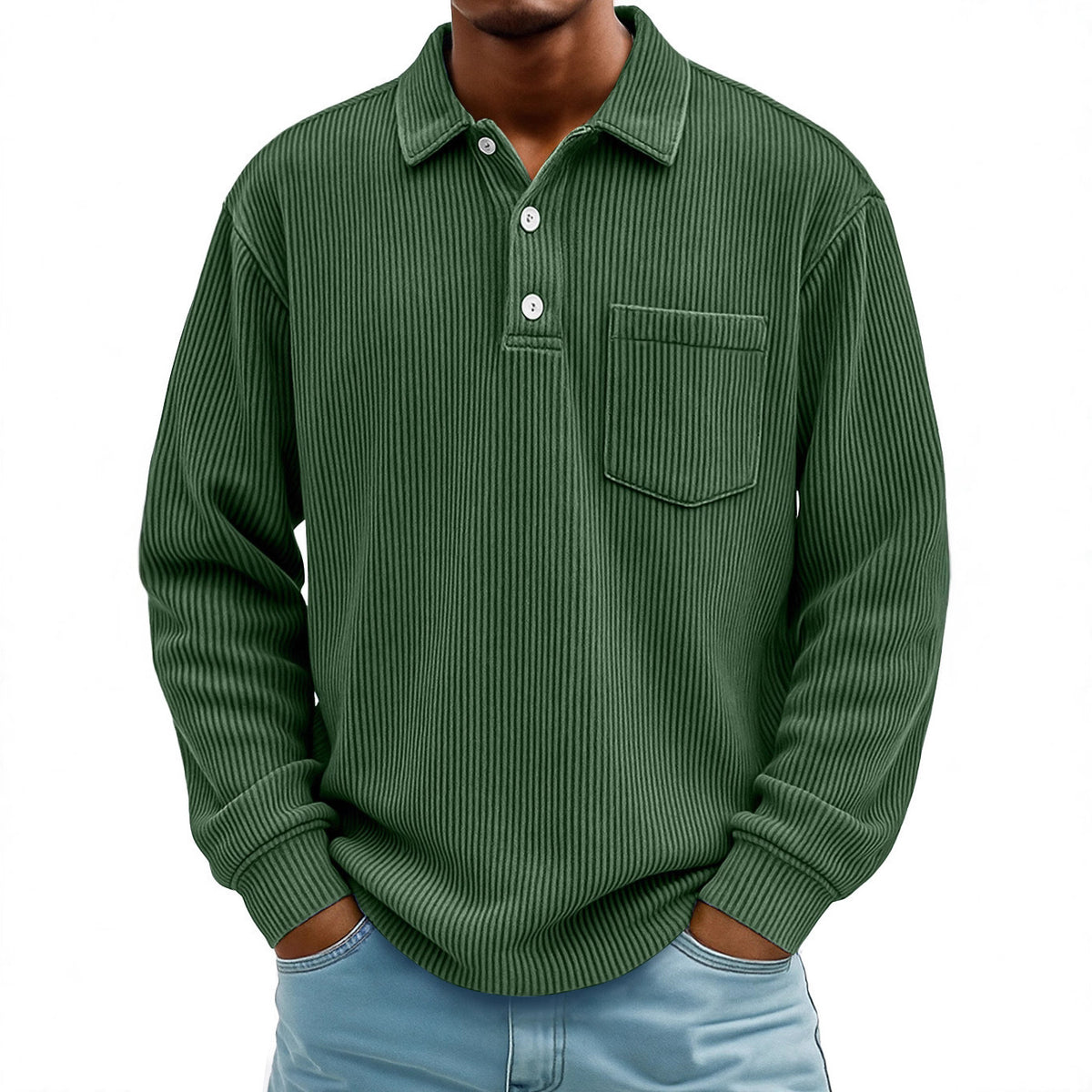 Herren Cord-Polohemd Langarm Gestreift – Bild 9 | LuxeStyle