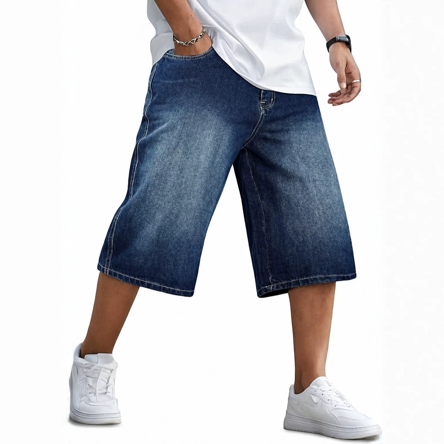 Vintage-Wasch Y2K Denim Shorts für Herren