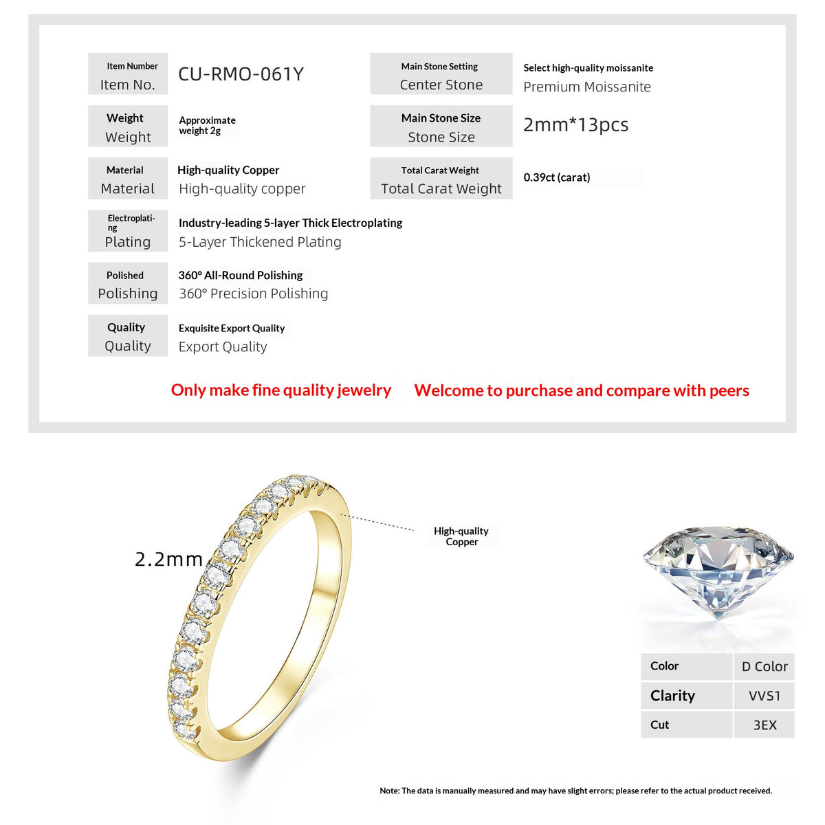 Vergoldeter Moissanit-Ring – Bild 6 | LuxeStyle