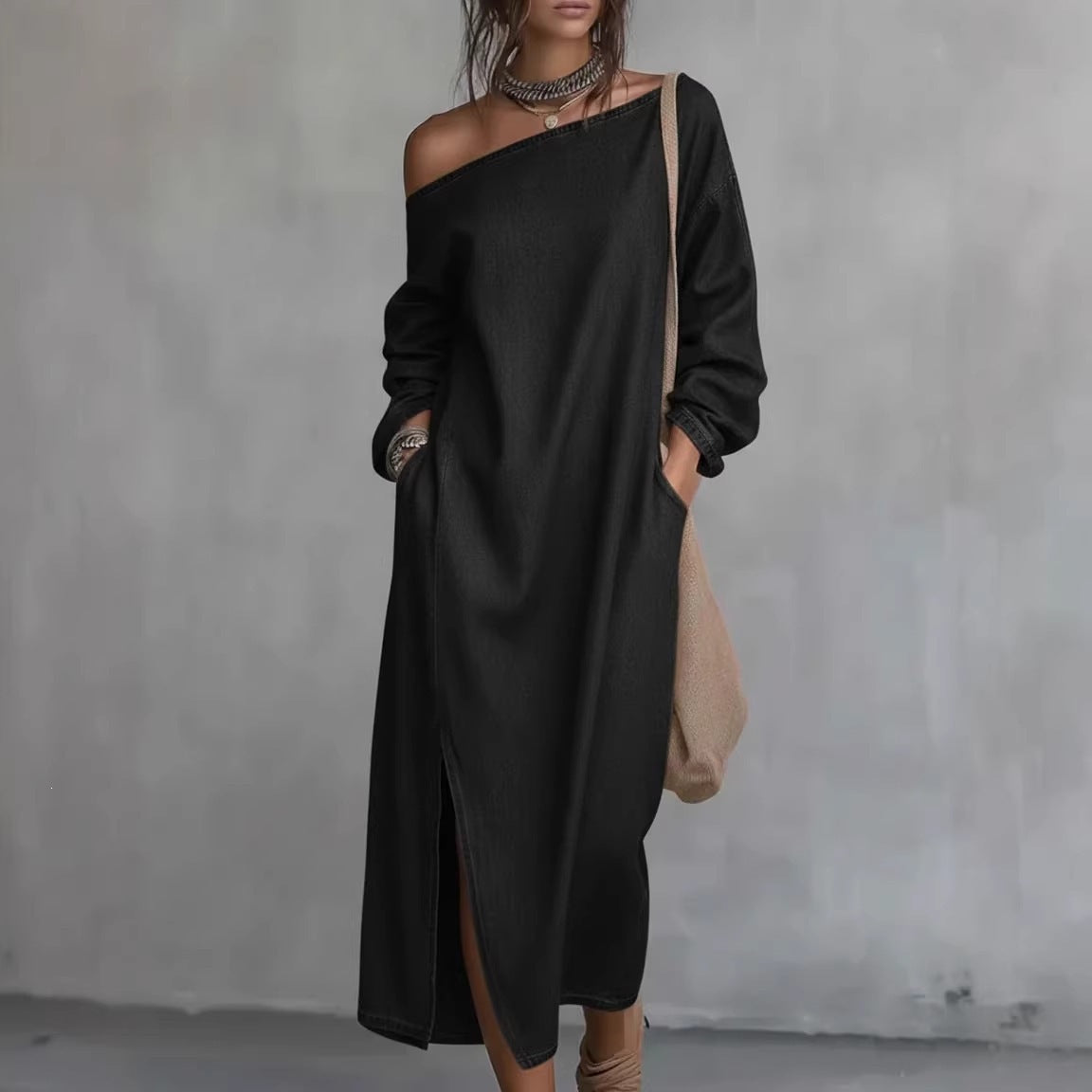 Off-Shoulder Denimkleid