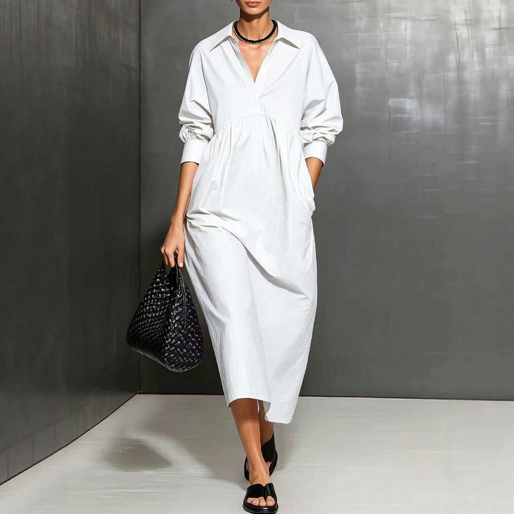 Lässiges Langarm-Hemdblusenkleid – Bild 6 | LuxeStyle