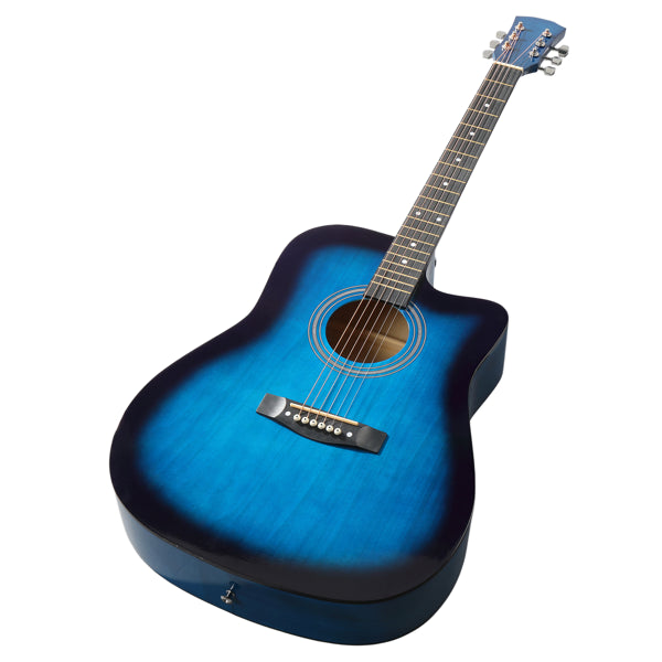 Dreadnought Akustikgitarre Blau mit Zubehör