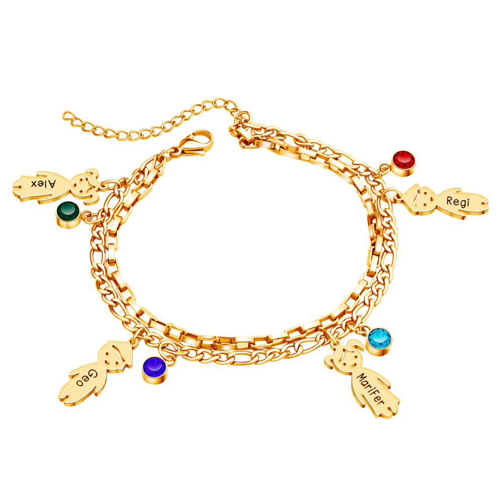 Graviertes Edelstahl-Armband, doppellagig