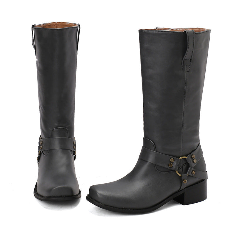 Denim-Stiefeletten mit eckiger Spitze