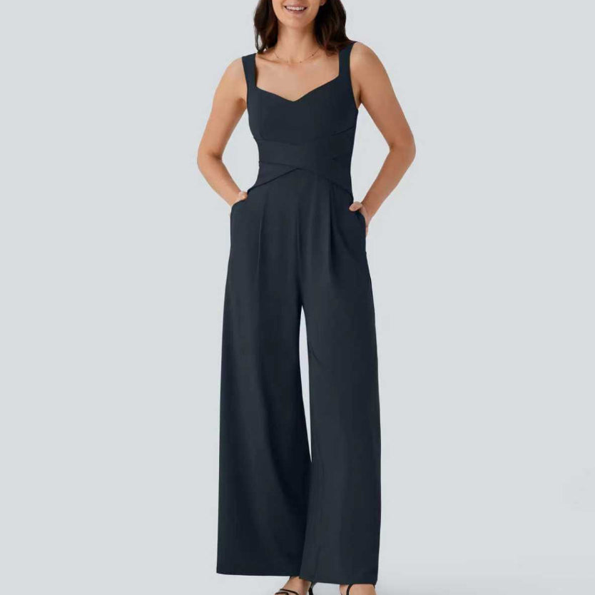 Eleganter ärmelloser Jumpsuit mit weitem Bein
