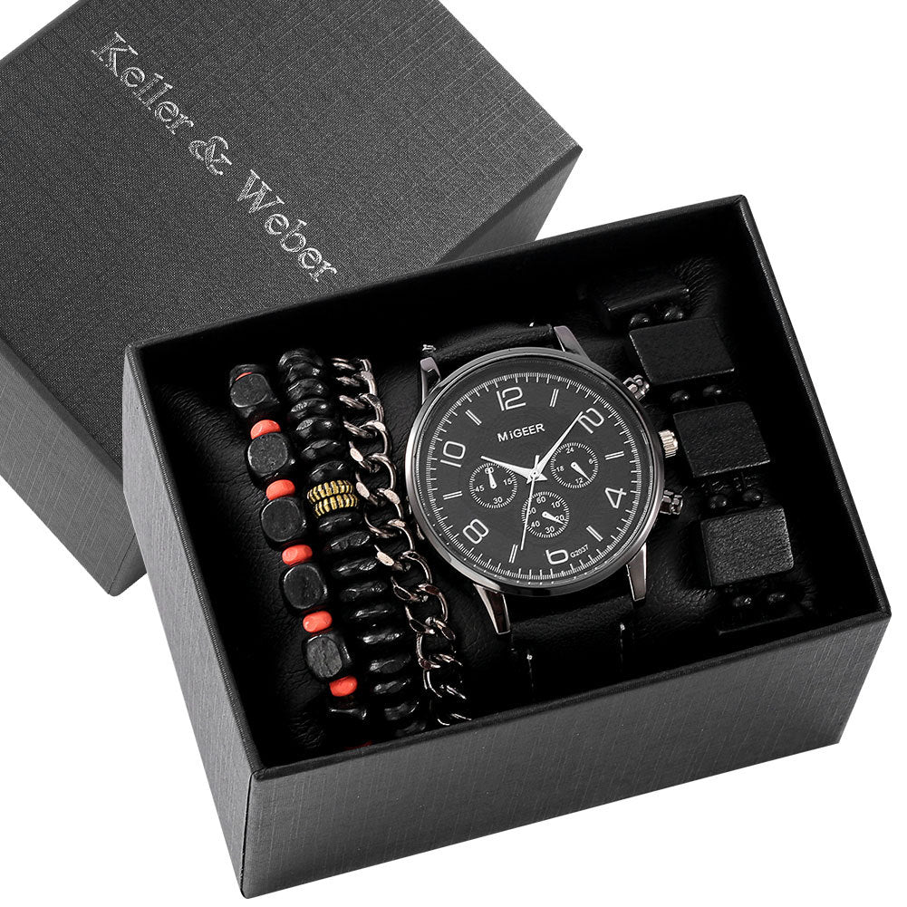 Herren-Uhr mit Lederarmband
