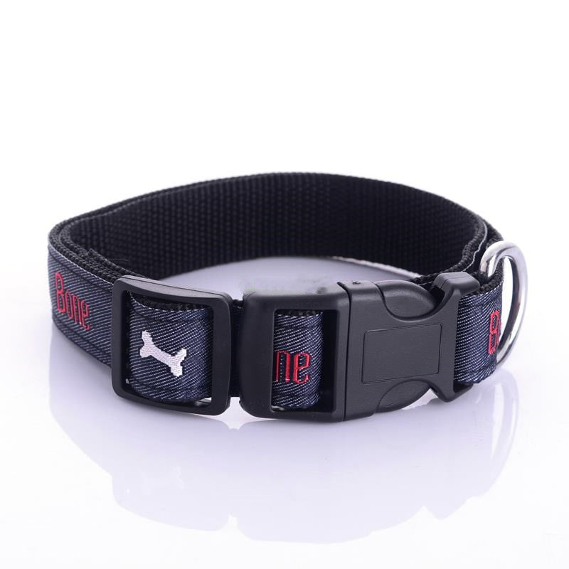 Jeans-Hundehalsband mit Knochen-Stickerei – Bild 2 | LuxeStyle