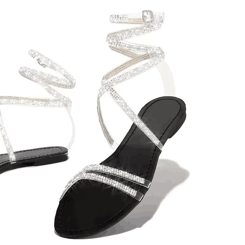 Sandalen mit Riemen und bunten Strass-Steinen – Bild 3 | LuxeStyle