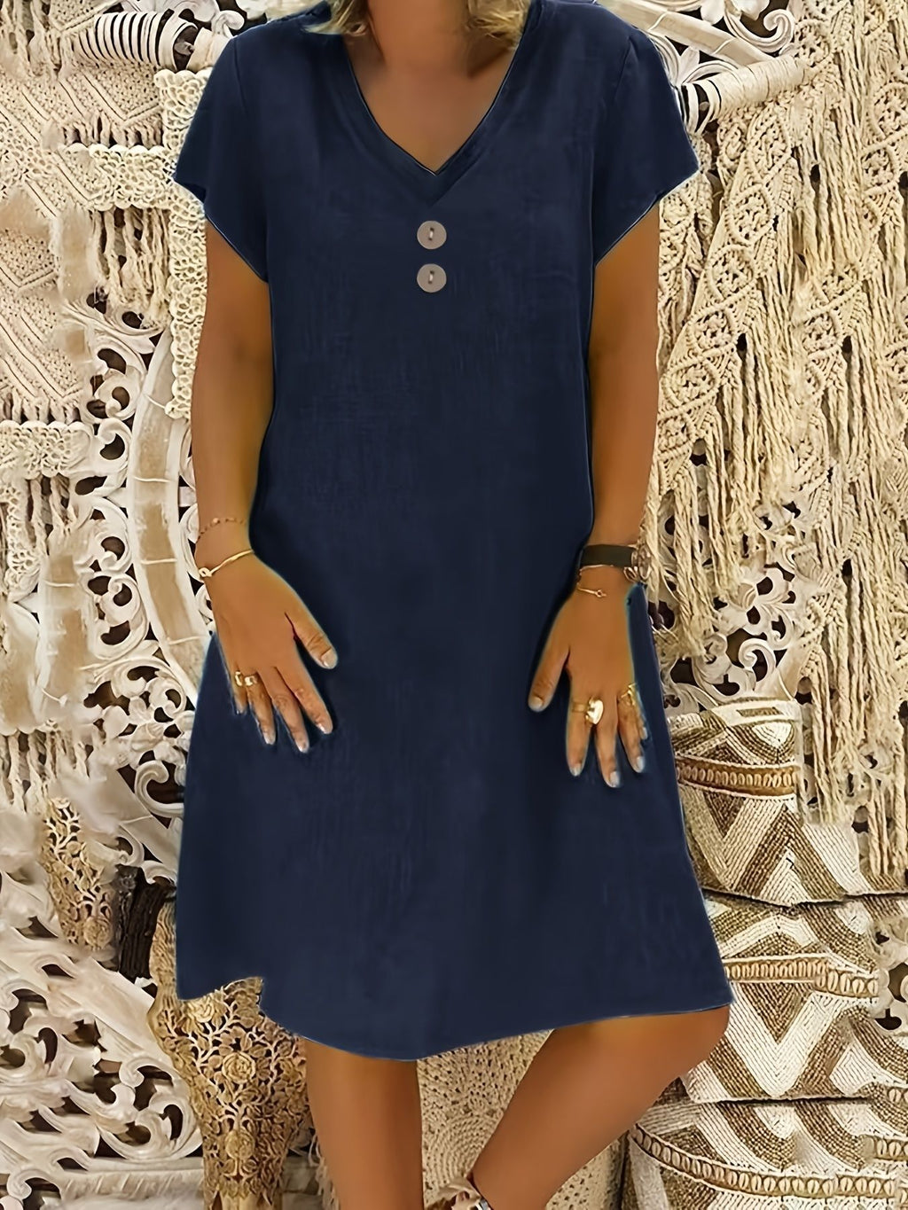 Luftiges Midi-Kleid aus Baumwoll-Leinen – Bild 10 | LuxeStyle