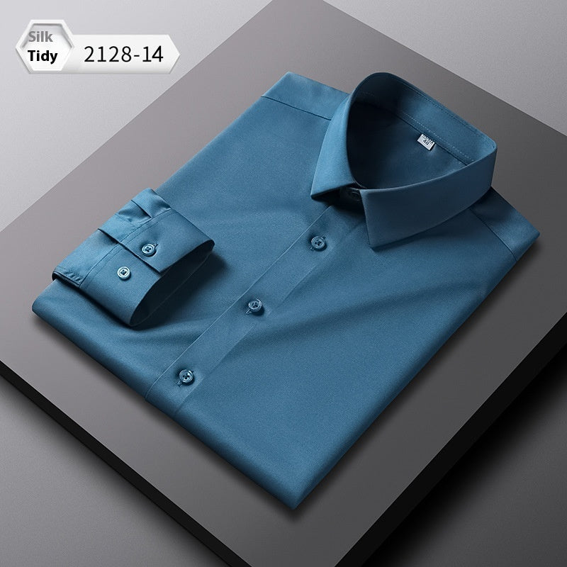 Elastisches Seidenhemd für Herren, Langarm – Bild 4 | LuxeStyle