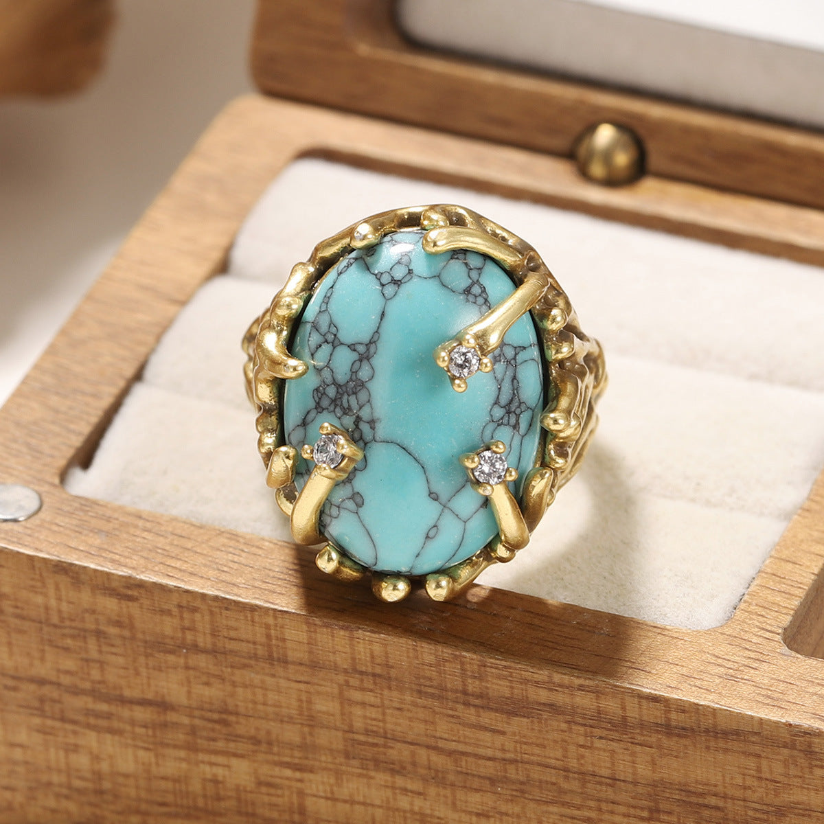 Verstellbarer Tigerauge-Ring für Damen