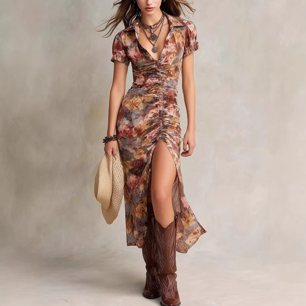 Formumspielender, eleganter Damen-Midi-Kleid