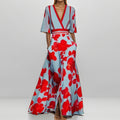 Elegantes V-Ausschnitt Maxikleid mit Blumenmuster – Bild 12 | LuxeStyle
