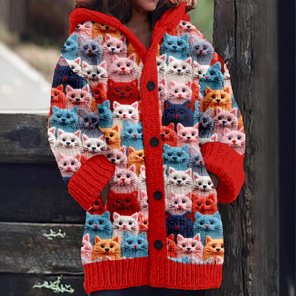Cape-Jacke mit abstraktem 3D-Weihnachtsdruck