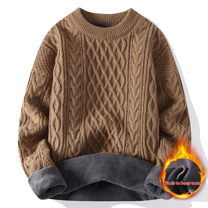 Fleecegefütterter Rundhals-High-Neck Pullover