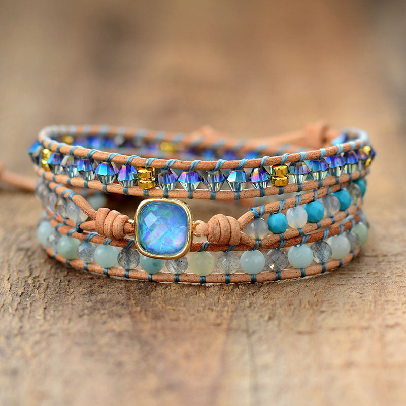Doppelseitiges Achat-Armband mit mehrfarbigen Perlen | LuxeStyle