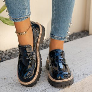 Vintage Loafer mit Leoparden-Print und Schnalle