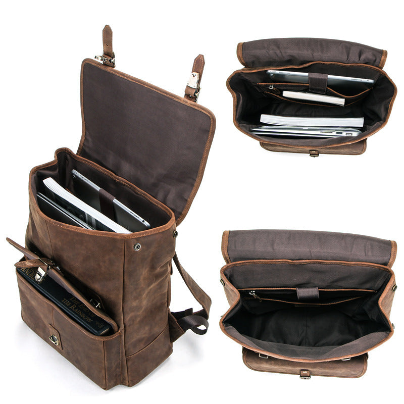 Schwarzer Retro-Leder-Rucksack für Herren – Bild 2 | LuxeStyle