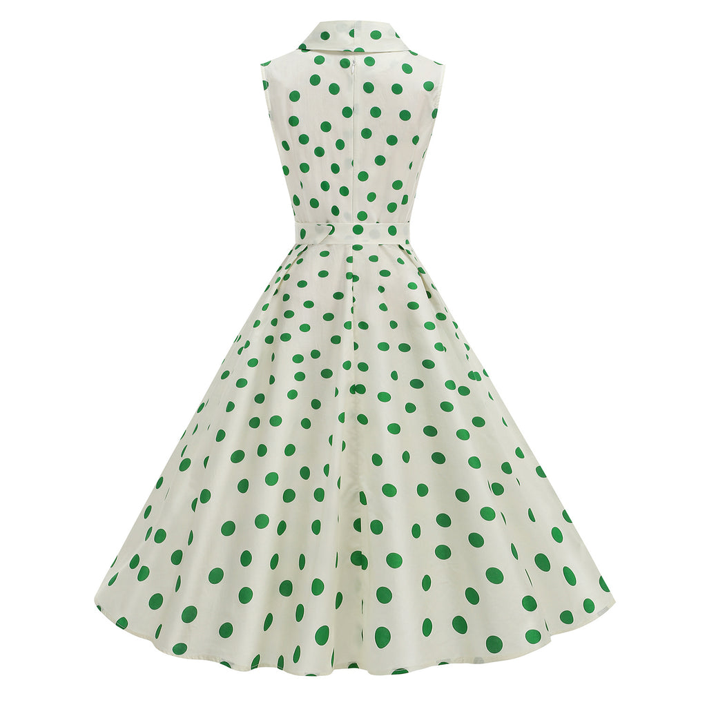 Aprikosenkleid mit Polka-Dots und Taillengürtel | LuxeStyle