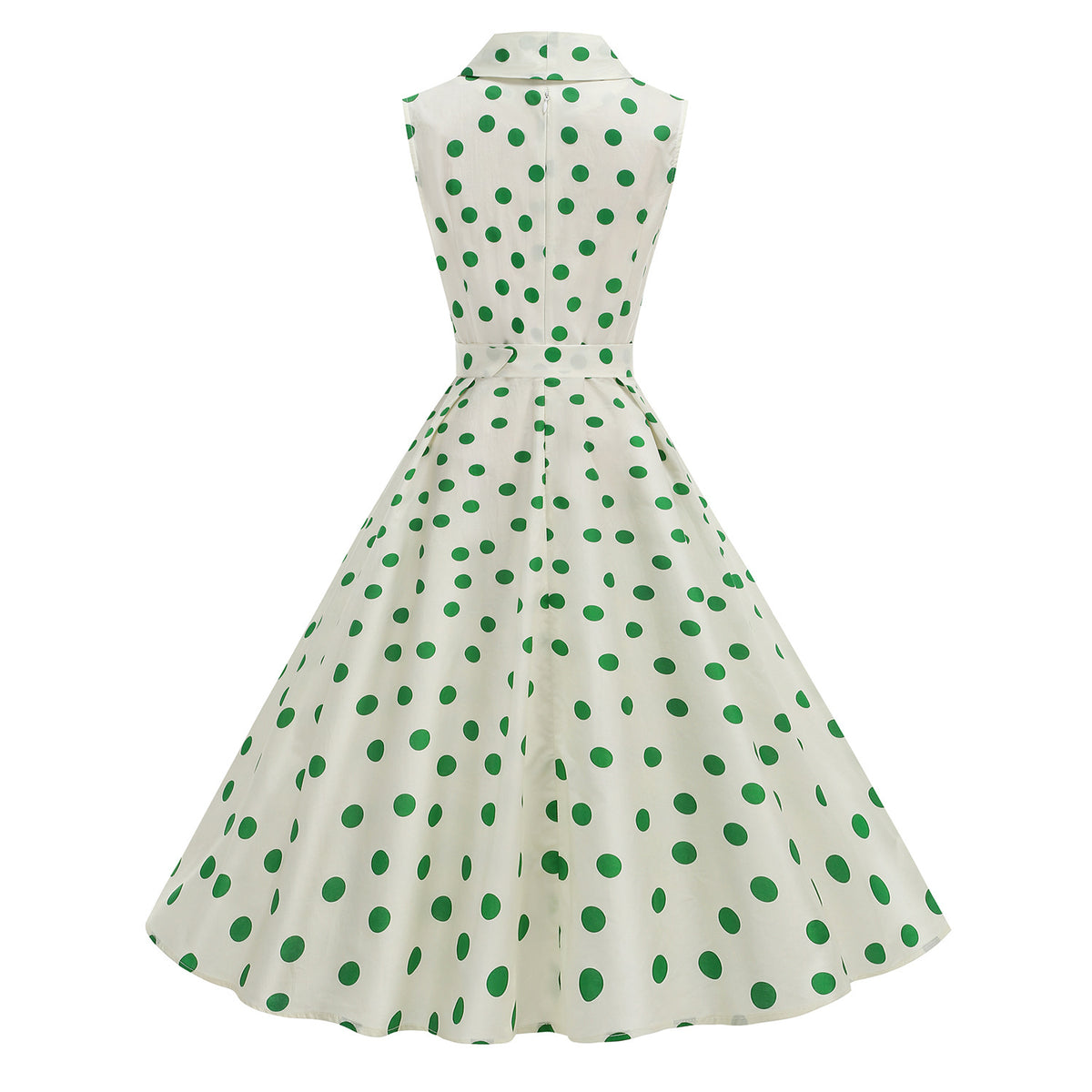 Aprikosenkleid mit Polka-Dots und Taillengürtel | LuxeStyle