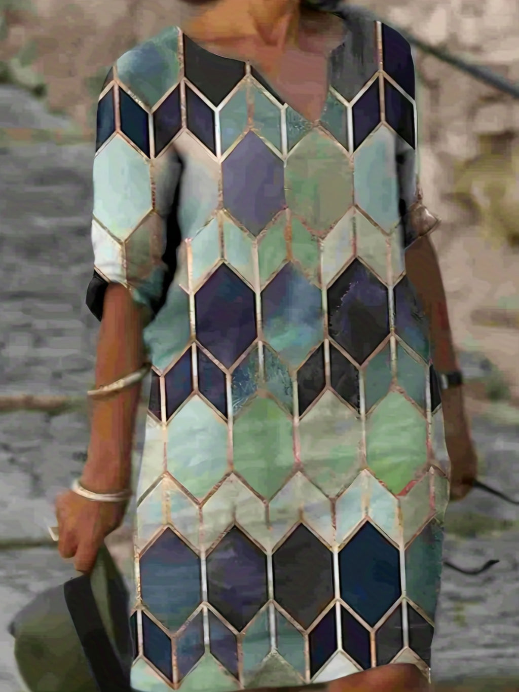 V-Ausschnitt Kleid mit Blumenprint