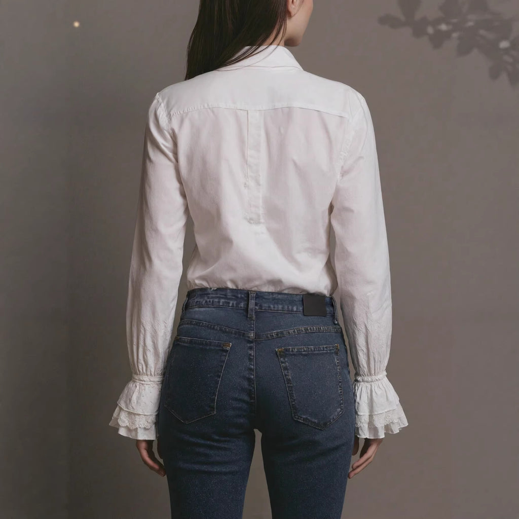 Damen Langarmshirt mit Plissée-Saum