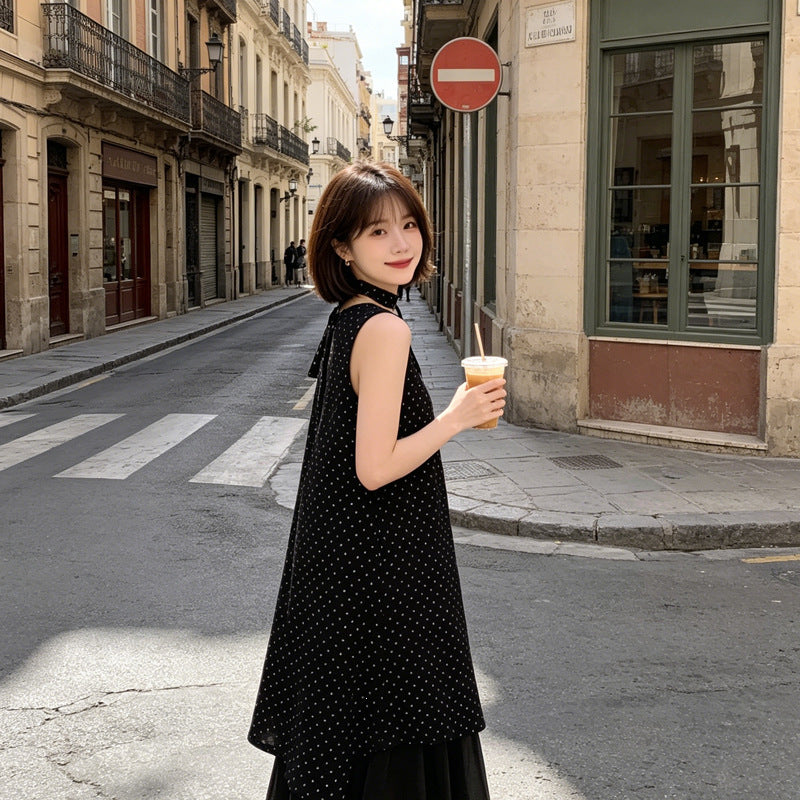 Elegantes Polka-Dot A-Linien Kleid