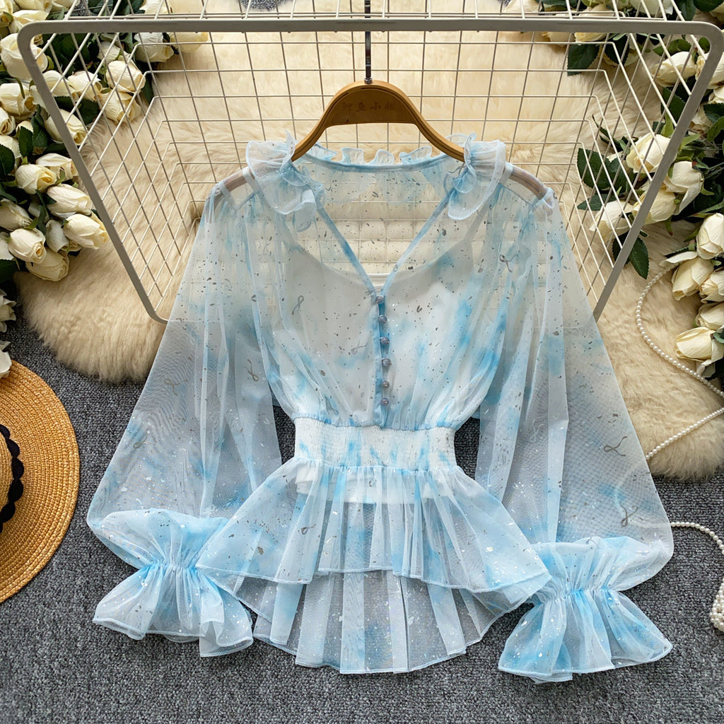 Chiffonbluse mit Schleife und Puffärmeln – Bild 10 | LuxeStyle