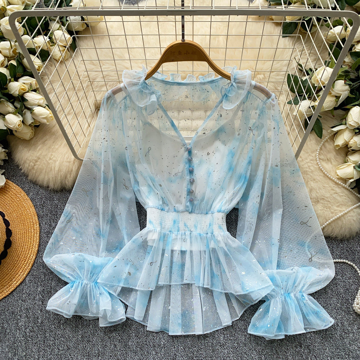 Chiffonbluse mit Schleife und Puffärmeln – Bild 10 | LuxeStyle