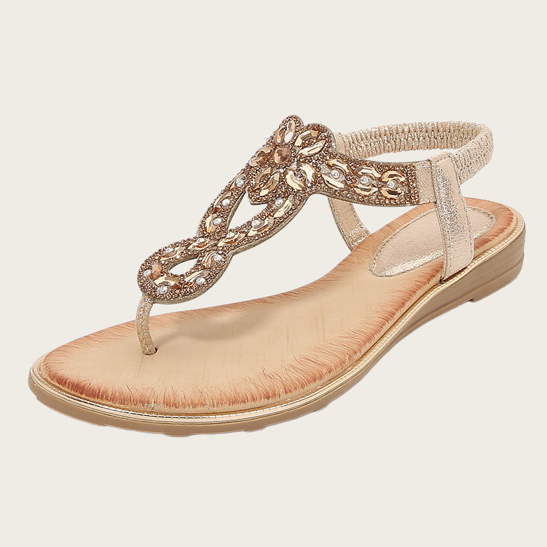 Bohemian Keilsandalen mit Strass