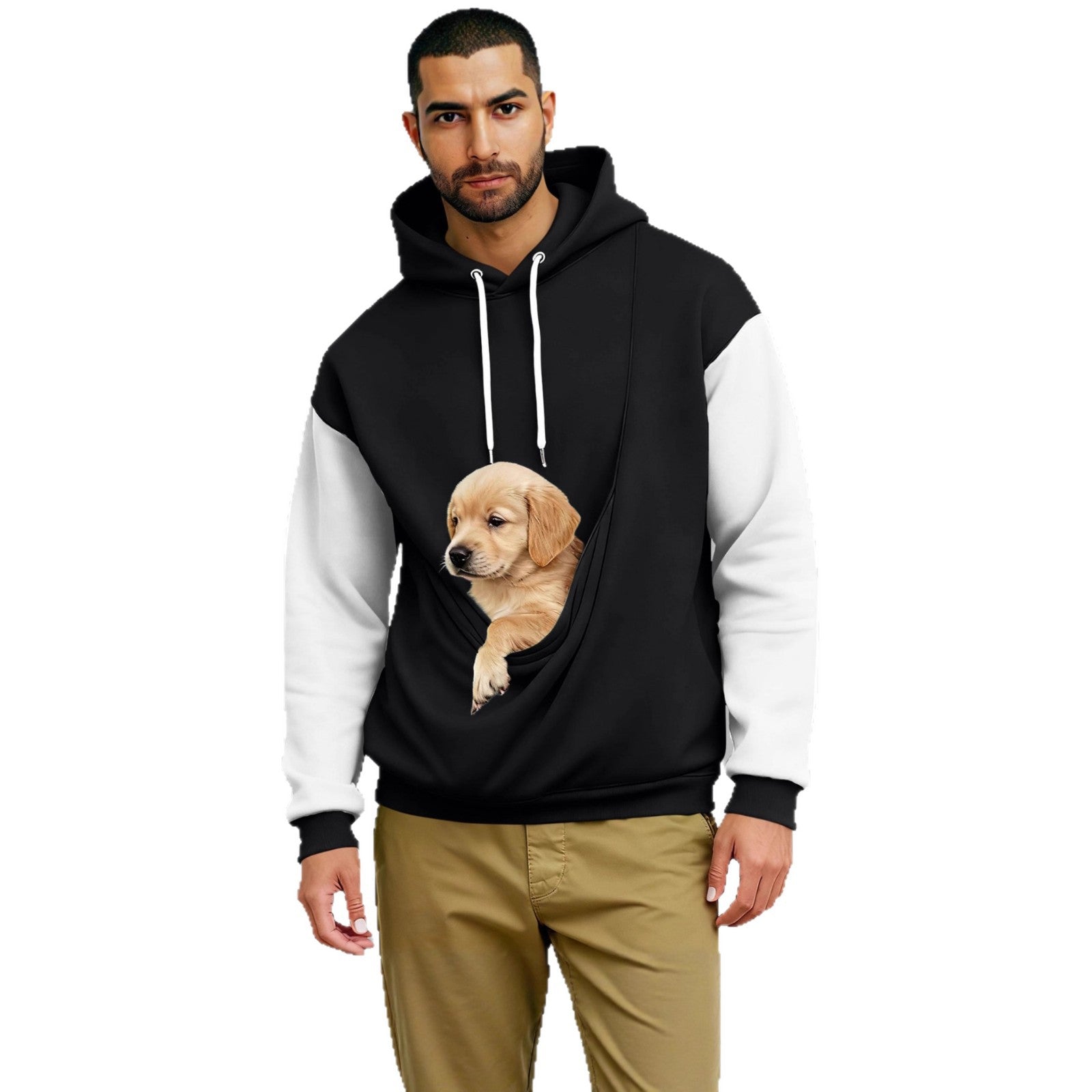 Retro-Hoodie mit Farbblock-Muster