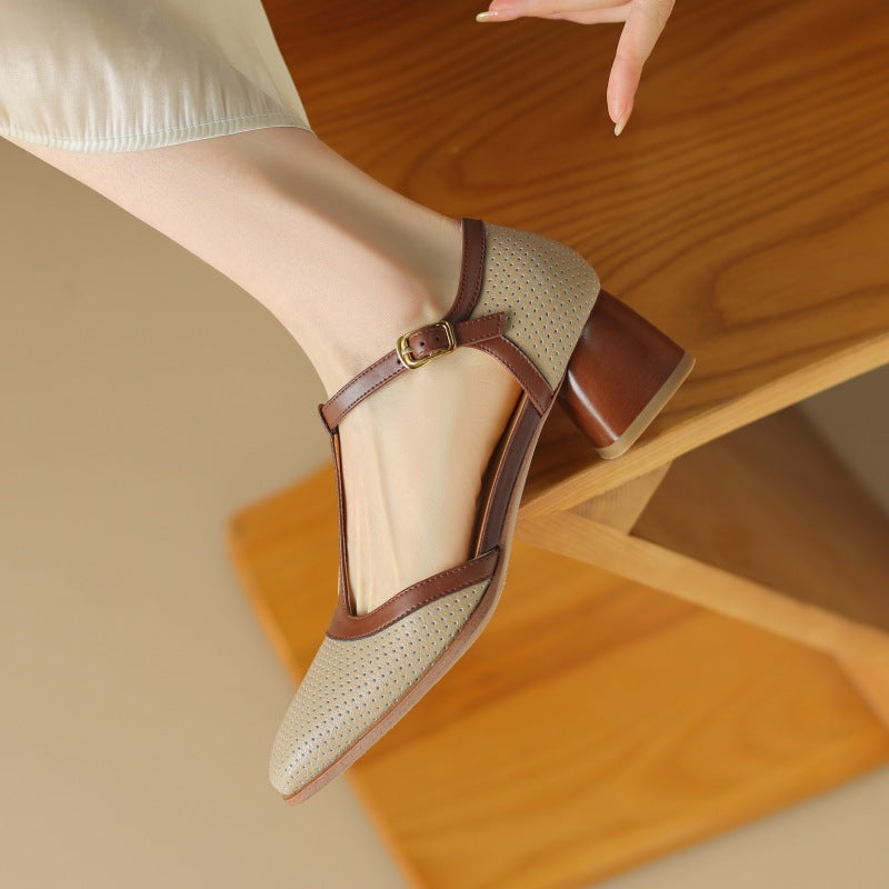 Mule-Sandalen aus Leder mit Farbblock-Design