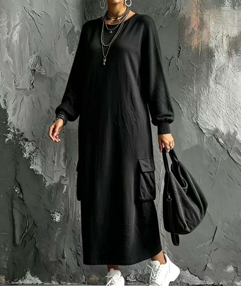 Lässiges Hoodie-Kleid mit langen Ärmeln