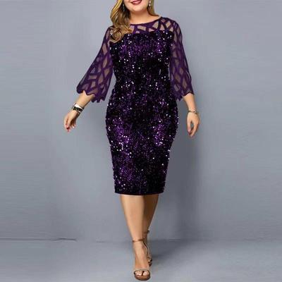 Rundhals-Glitzer-Partykleid
