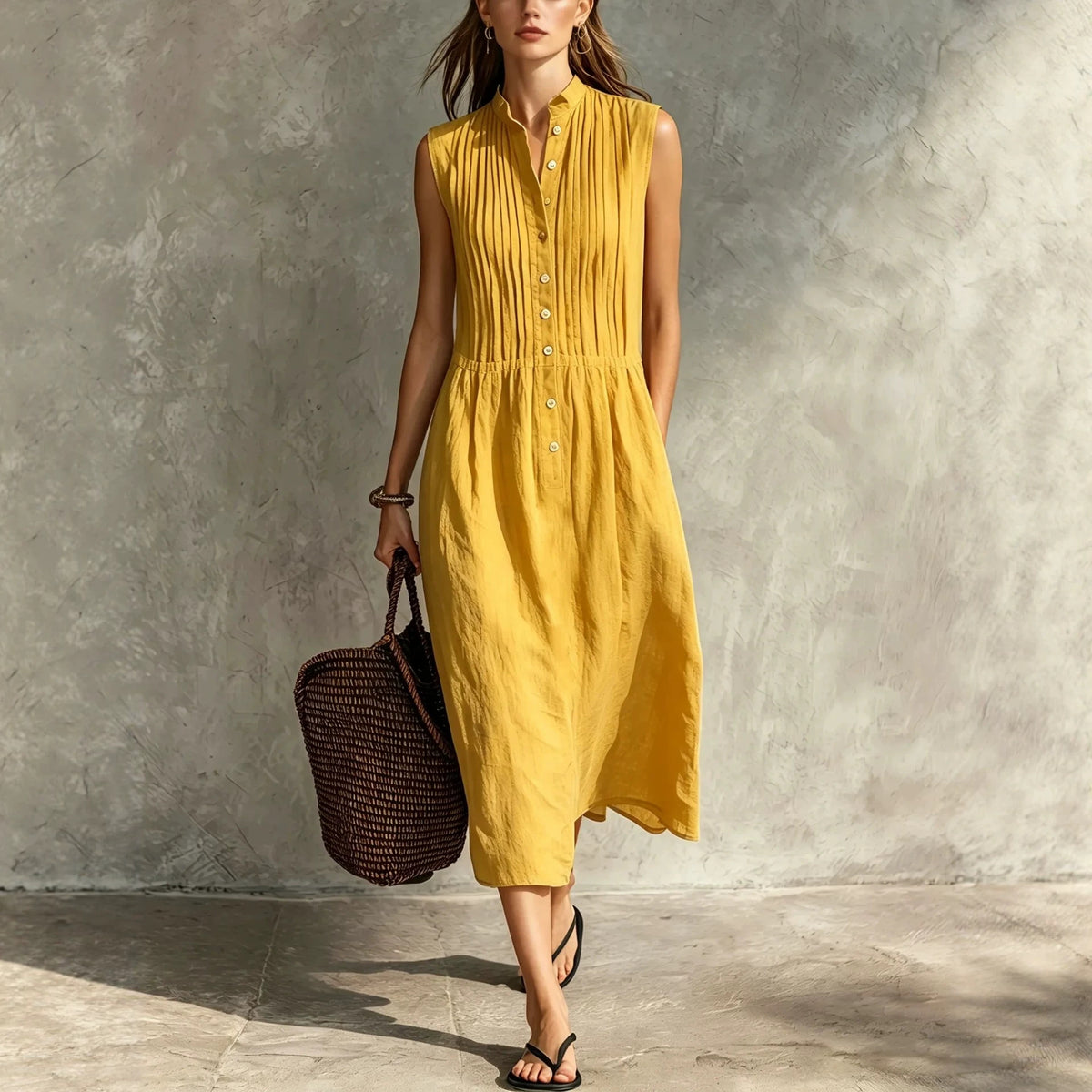 Elegantes ärmelloses Leinenkleid – Bild 6 | LuxeStyle
