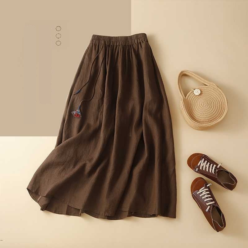 Mid-Langer Leinenrock für Damen – Bild 5 | LuxeStyle