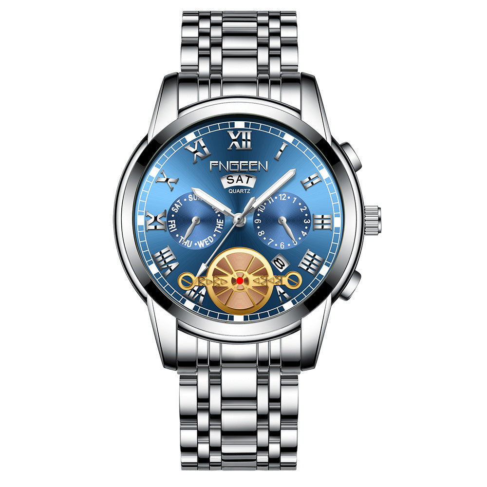 Quarz-Armbanduhr mit Kalender und Edelstahlband – Bild 6 | LuxeStyle