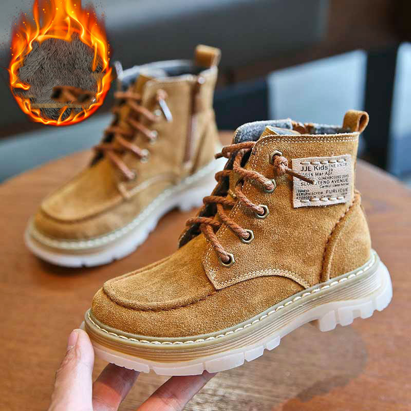 Kinder Martin Boots aus Leder und Samt