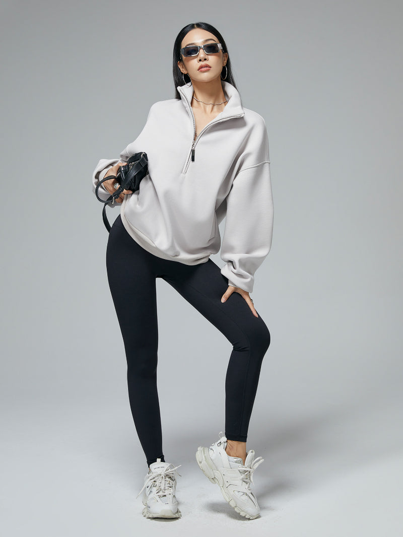 Half-zip Sweatshirt mit Stehkragen