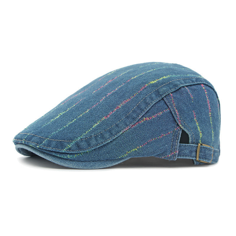 Baskenmütze «Riviera» · Denim mit Farbstreifen (Unisex) – LuxeStyle