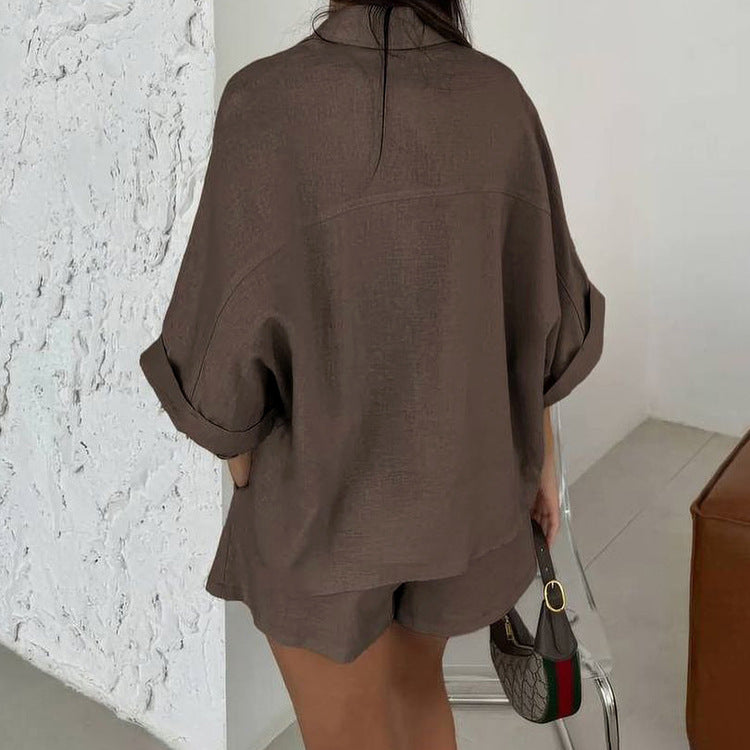 Damen Freizeit-Hemd-Set aus Baumwoll-Mix